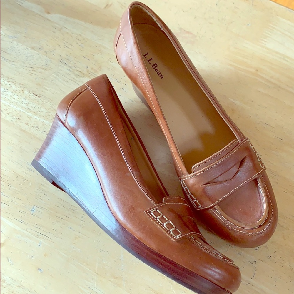 Wedge shoes, LL Bean, brown, never worn